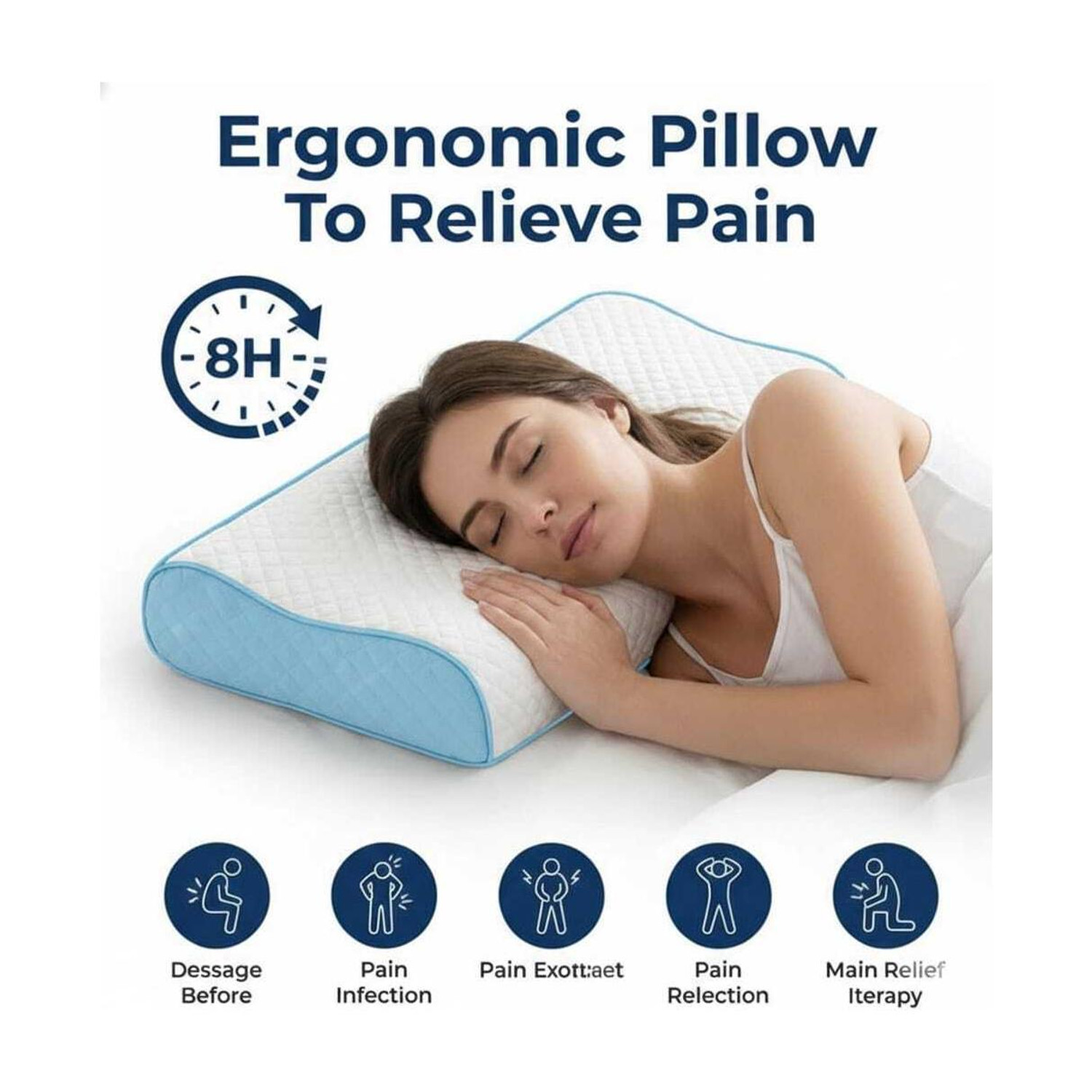 Image of Kartona Orthopaedic Cervical Pillow - Ergonomic Pillow to Relieve Pain Cervical Pillow (Blue)