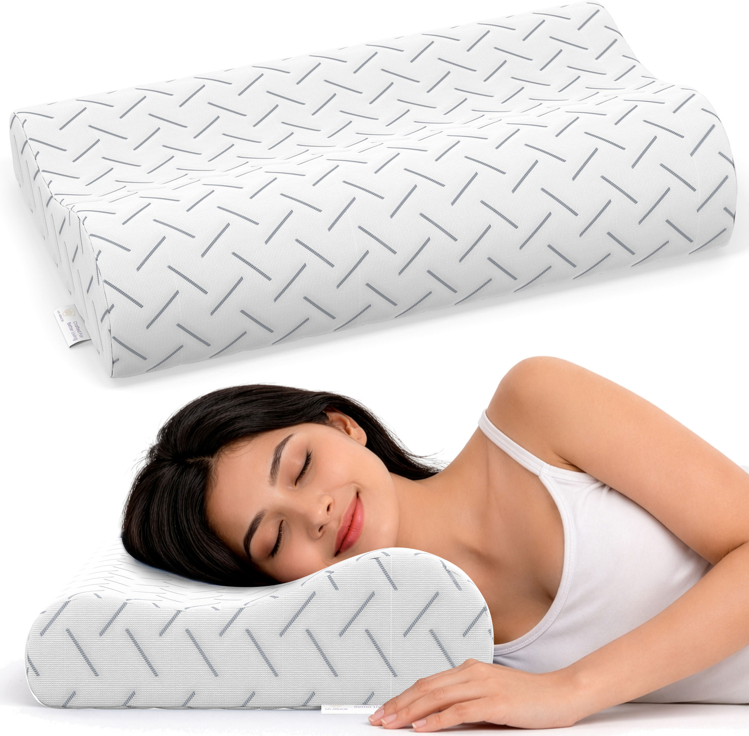 Image of MY ARMOR Cool Gel Memory Foam Cervical Pillow for Neck Pain and Shoulder Pain Relief Cervical Pillow