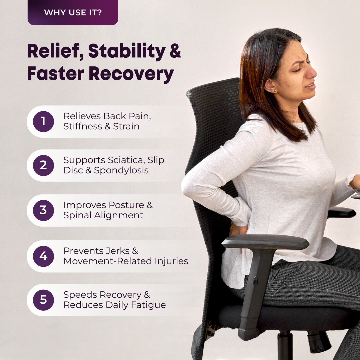 Image of betterhood LS Back Support Belt for Back Pain with Stabilizers and Adjustable Compression Back / Lumbar Support