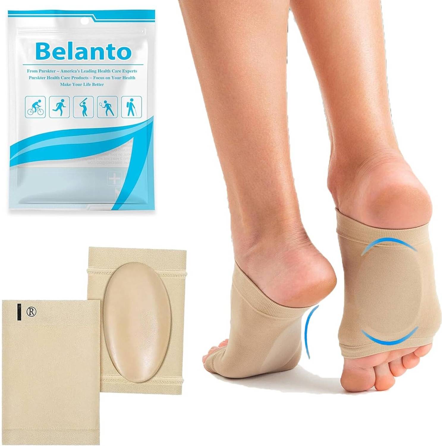 Belanto Flat Foot Arch Socks Sleeves Pad For Pain Relief For Women & Men Foot Support Foot Support