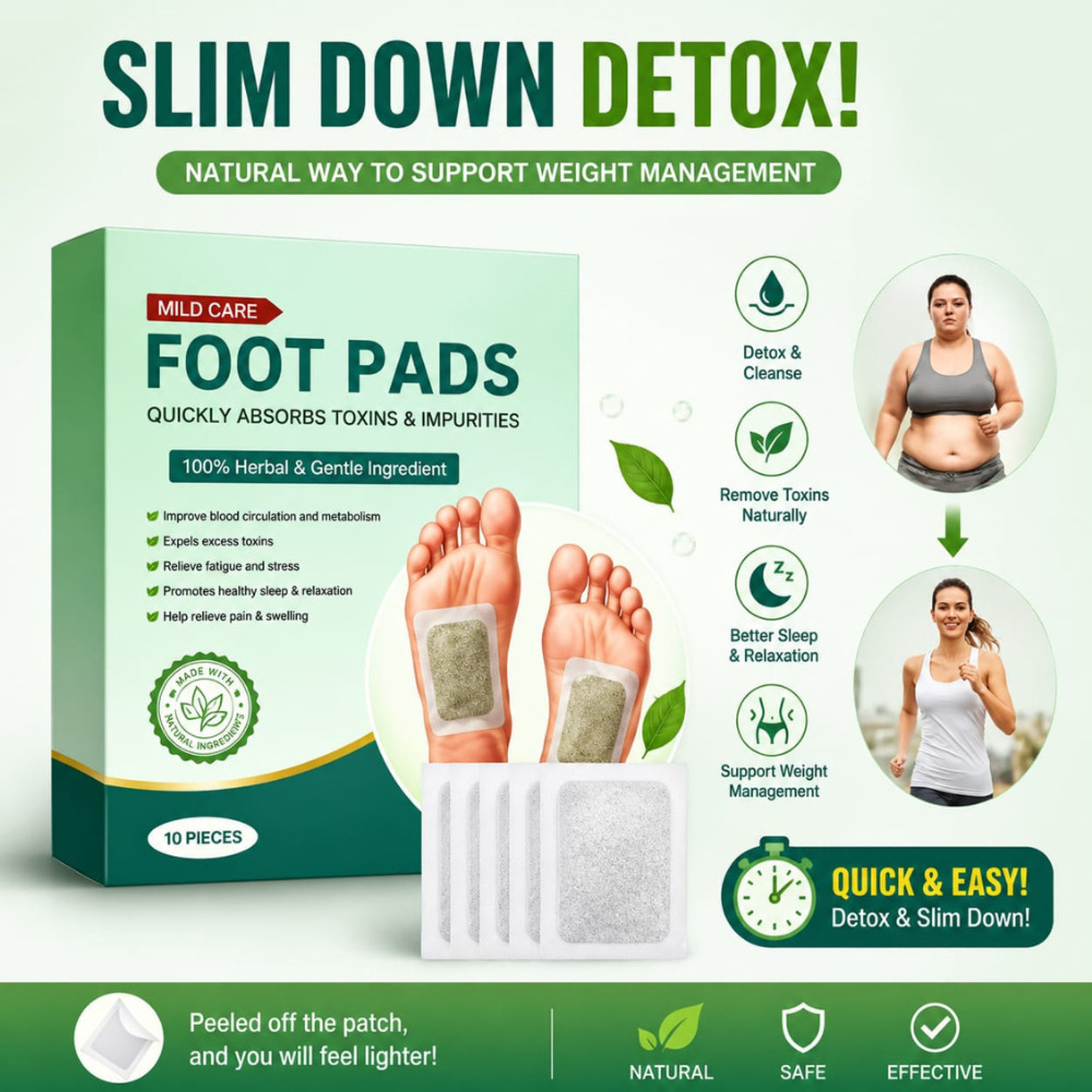 Image of gripkart Mild Care Herbal Detox Foot Pads for Relaxation & Better Sleep (1 PACK) Insole