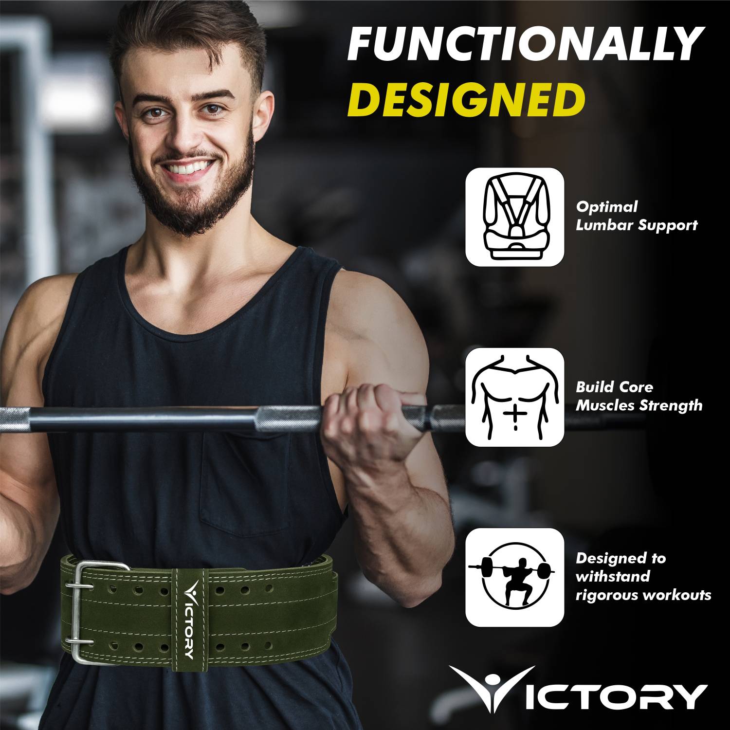 Victory 4 inch Genuine Leather Weight Lifting Belt - Image 3