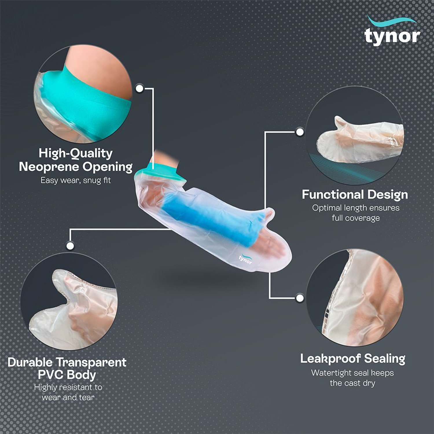 Image of TYNOR Cast Cover Arm, White, Universal Size, 1 Unit Supporter