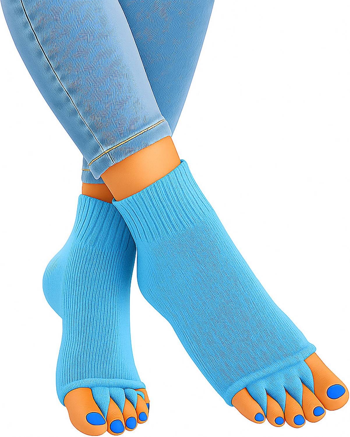 BERYX Cotton Foot Alignment Socks I Finger Toe Separator I Free Size for Men & Women Foot Support