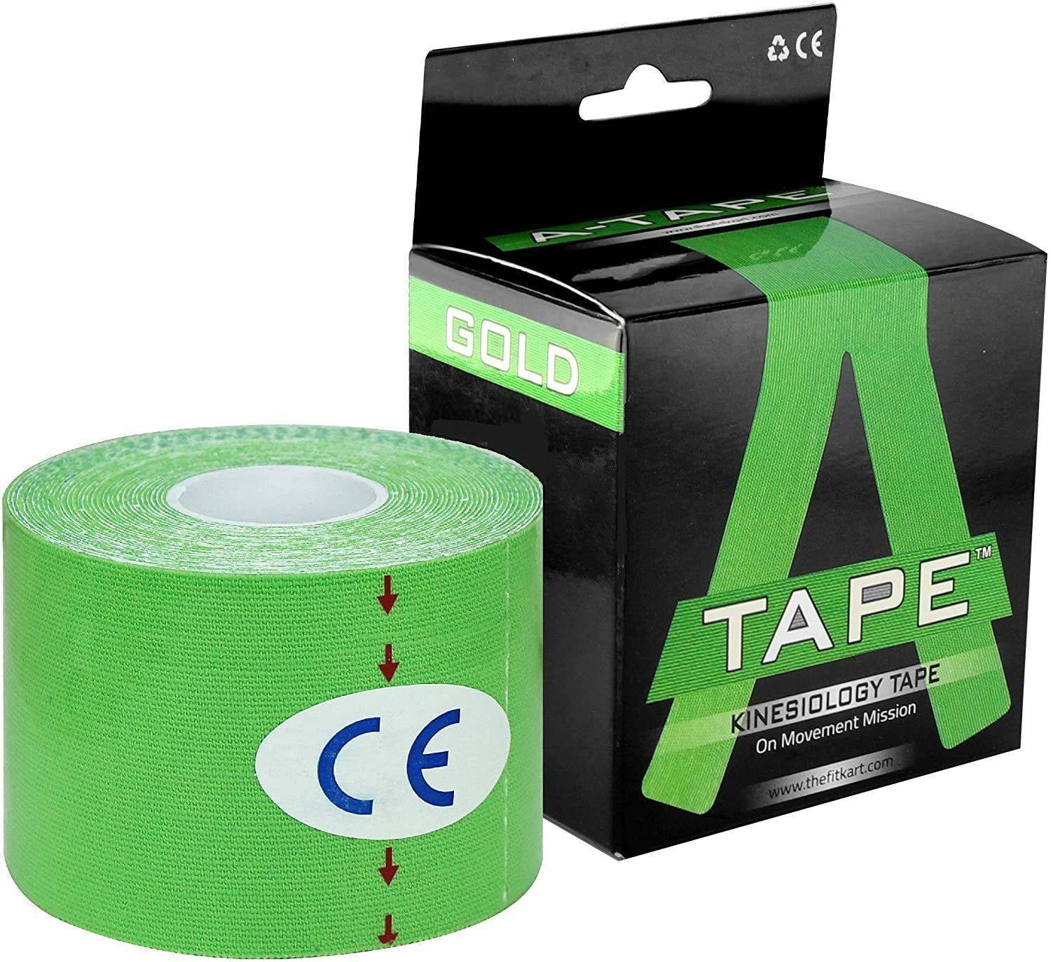 A-TAPE Tourmaline Muscle Injury Healing Kinesiology Tape Sports Tape (5mtr X 5cm) Green Kinesiology Tape