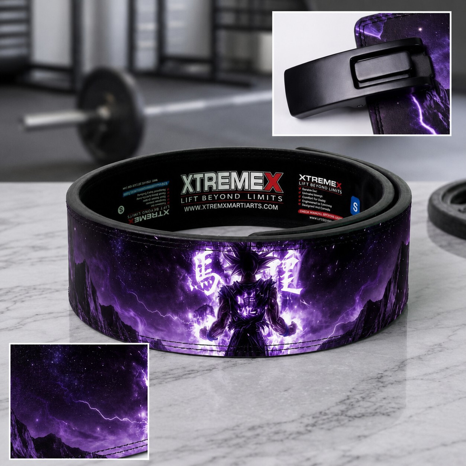 Image of XtremeX 13mm Void Lightning Powerlifting Lever with Buckle for Men and Women (L) Weight Lifting Belt