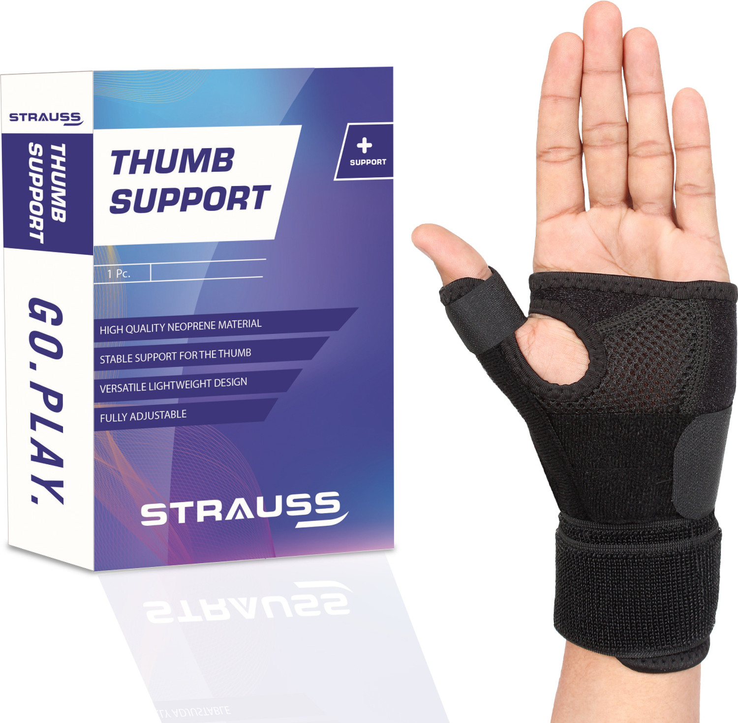 Image of Strauss Thumb Support with Wrist Wrap | Wrist Support | Gym Support Wrist Support