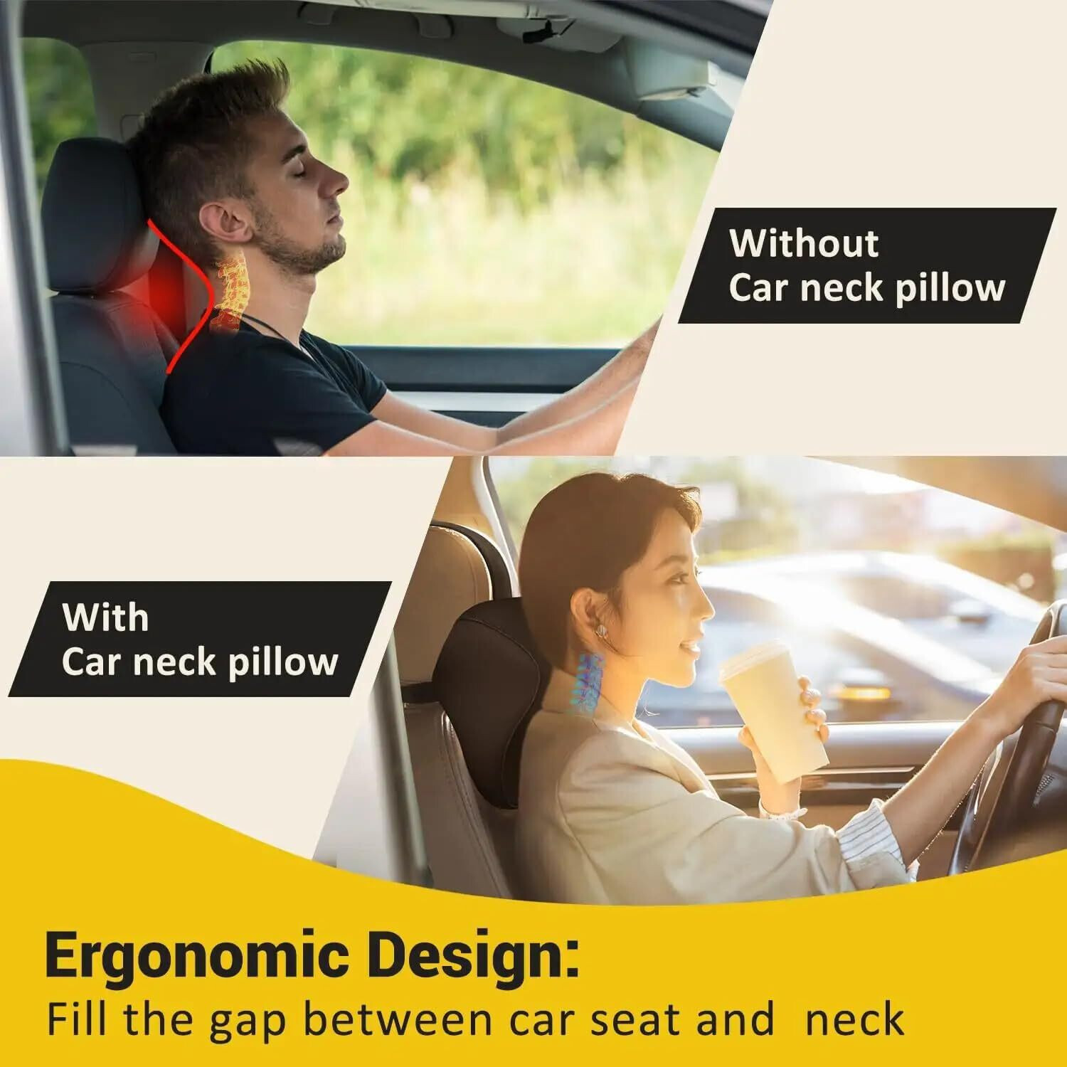 Image of DEBIK Car Neck Rest Pillow, Ultrasoft Car Pillow for Comfortable Car Rides Neck Support
