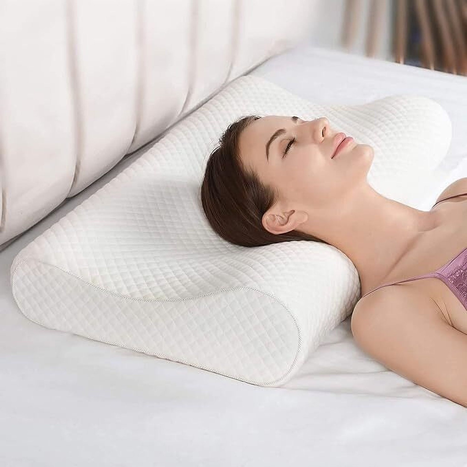 Image of Response Gel Memory Foam Pain Relief Pack of 1 Cervical Pillow (White)