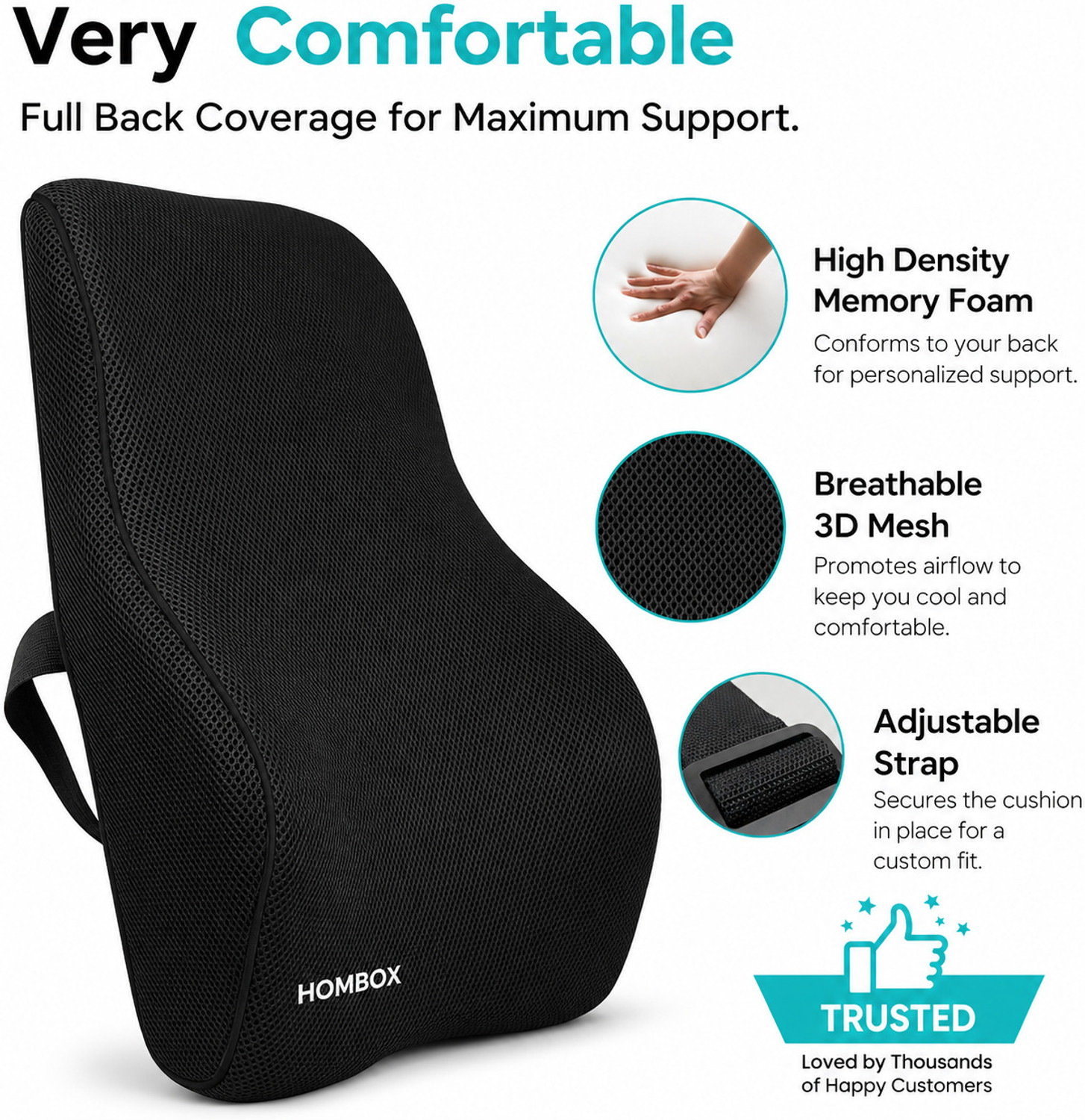 Image of HOMBOX Ventilated Backrest for Office Chair & Car Seat Back / Lumbar Support