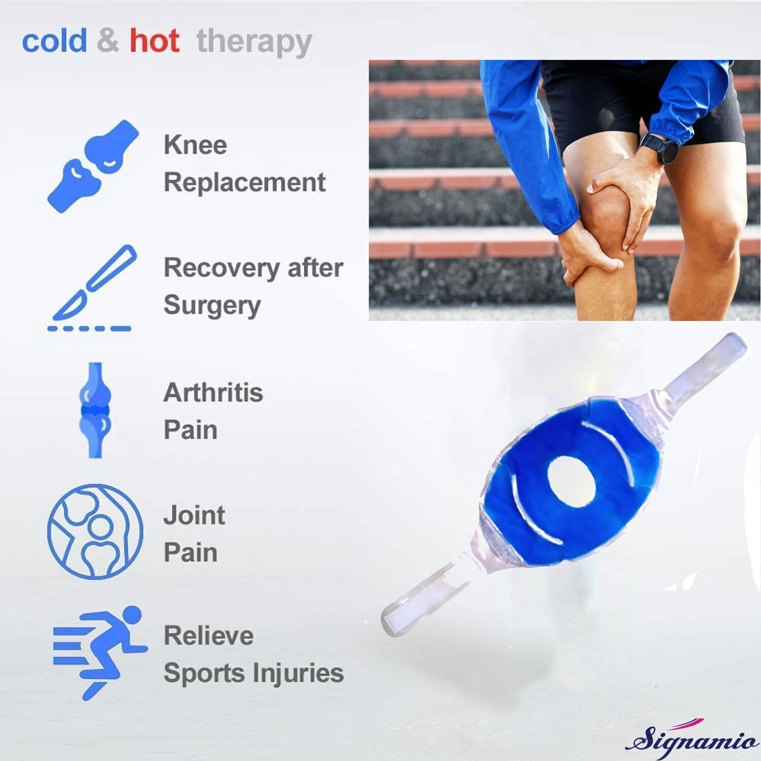 Image of Signamio Hot and Cold Ice Pad Cooling Pack Bag For Knee Foot Pad For Pain Relief Knee Support