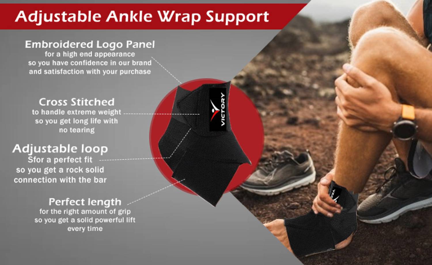 Victory Ankle Brace Support Compression Pack of 2 - Image 2