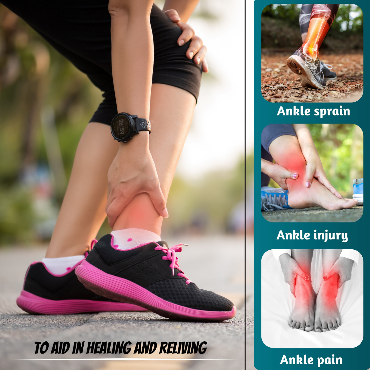 Image of Wonder Care Adjustable Ankle Support Brace Strap for Pain Relief Sports Gym Fitness Ankle Support