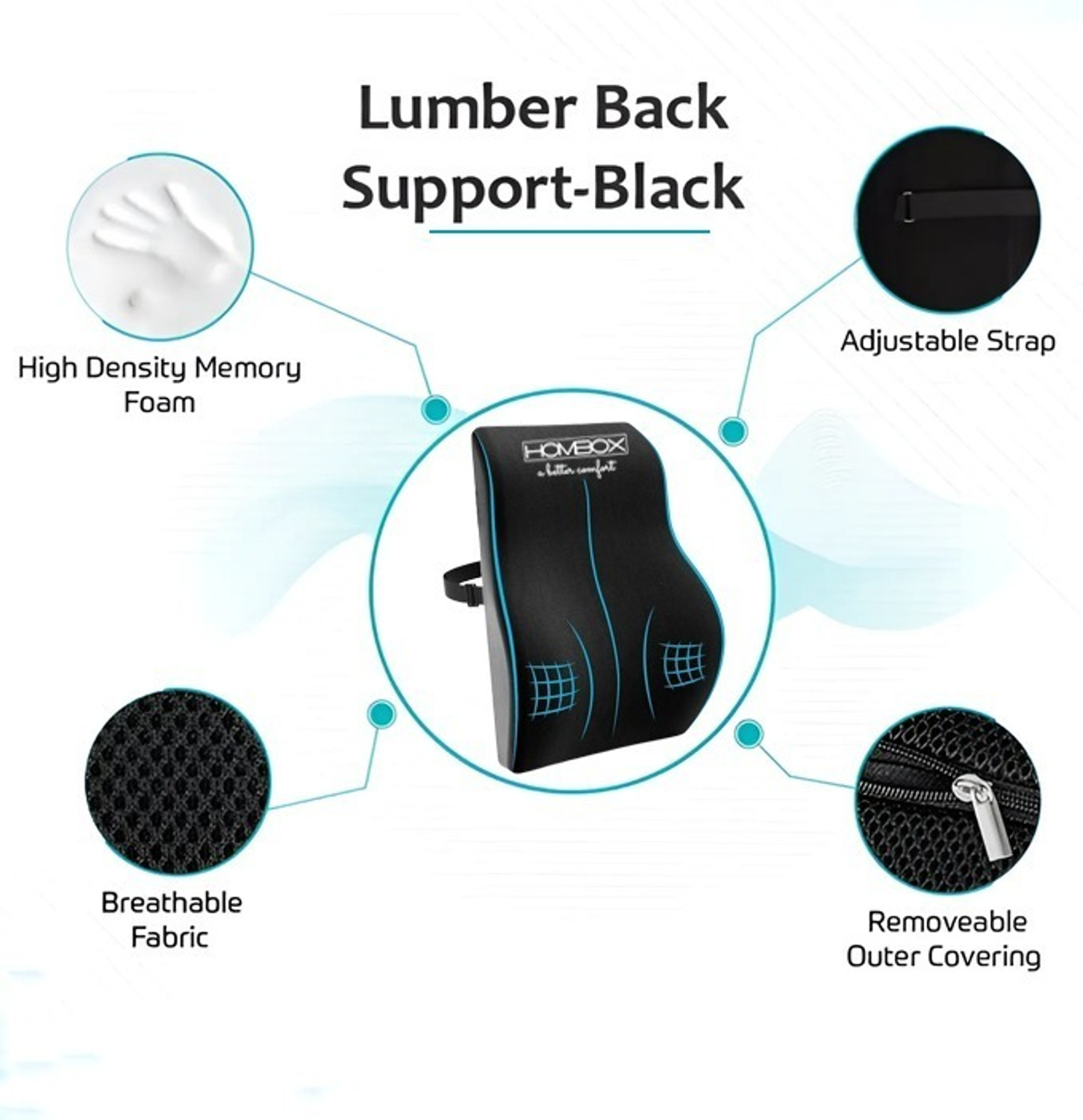 Image of HOMBOX Ventilated Backrest for Office Chair & Car Seat Back / Lumbar Support