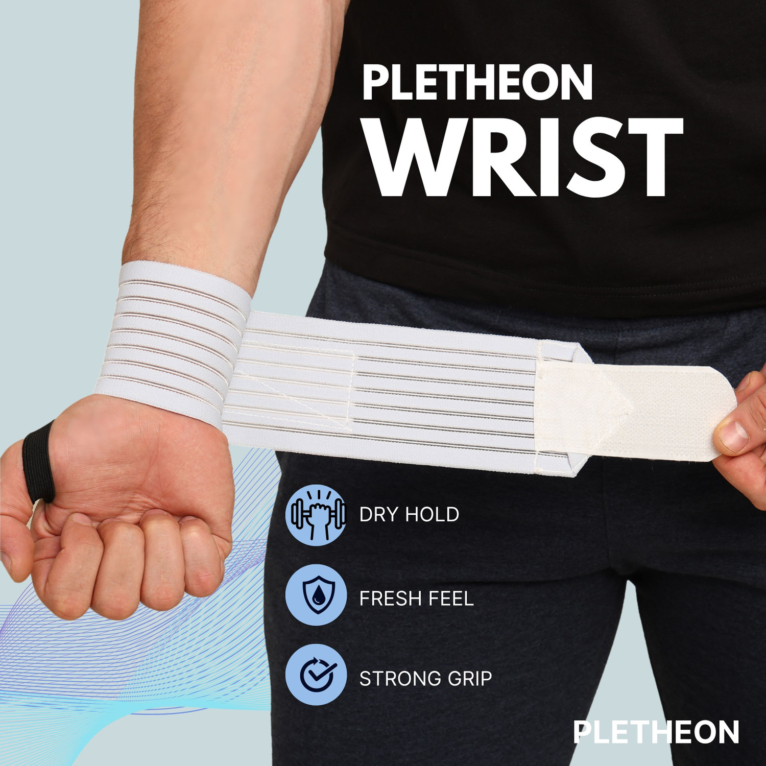 Image of PLETHEON Wrist Wraps with Thumb Loop for Gym | Compression Support for Weightlifting Wrist Support