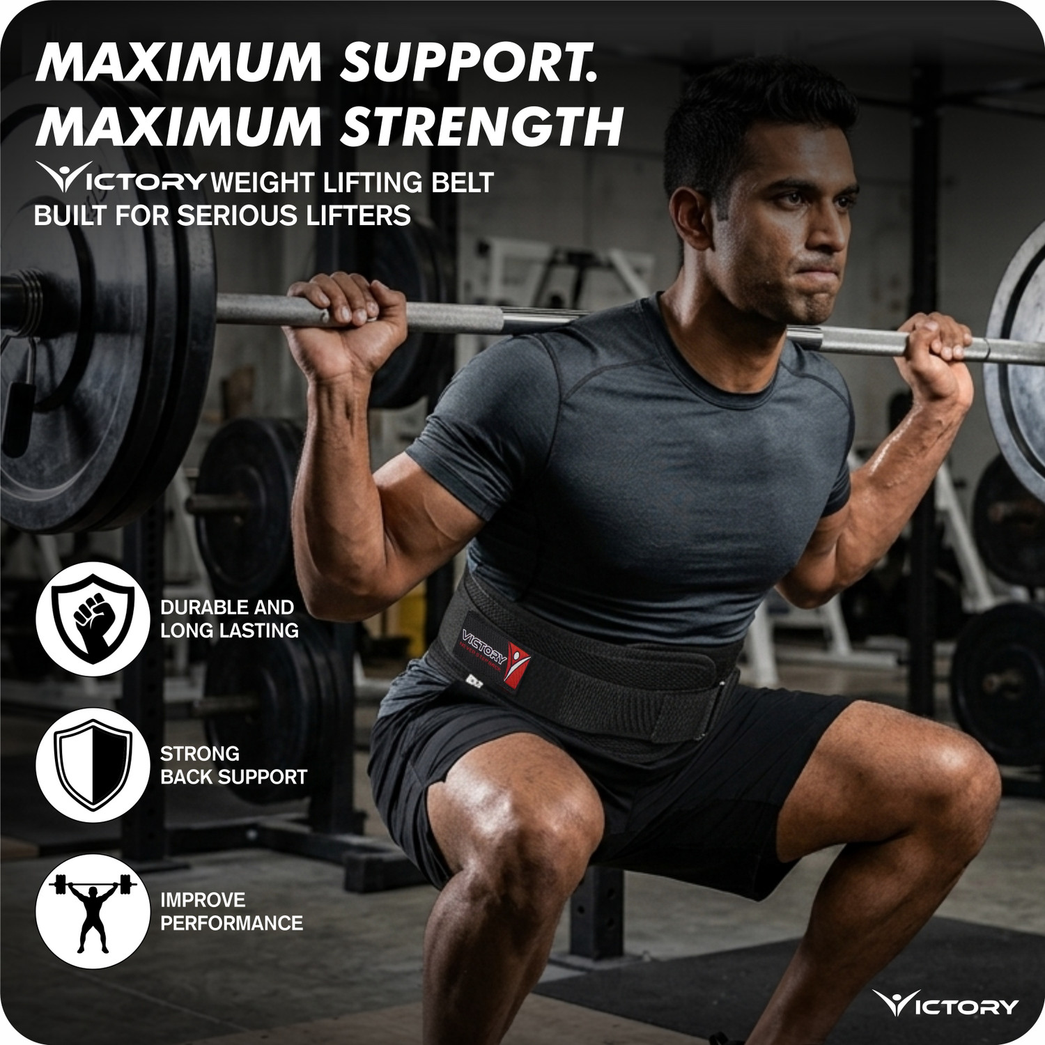 Image of VICTORY POWER Weight Lifting Belt For Gym Exercise Powerlifting Belt Deadlift Belt Weight Lifting Belt