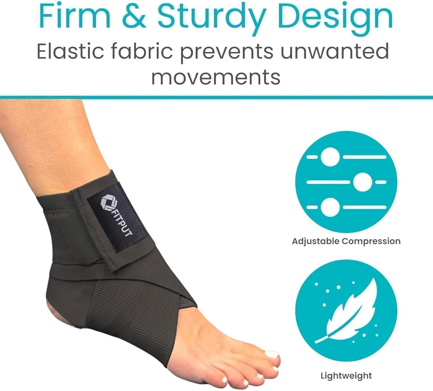Image of FITPUT Ankle Support Wrap - Cotton Brace,Free Size for Men & Women (One Size, 2 Piece) Ankle Support