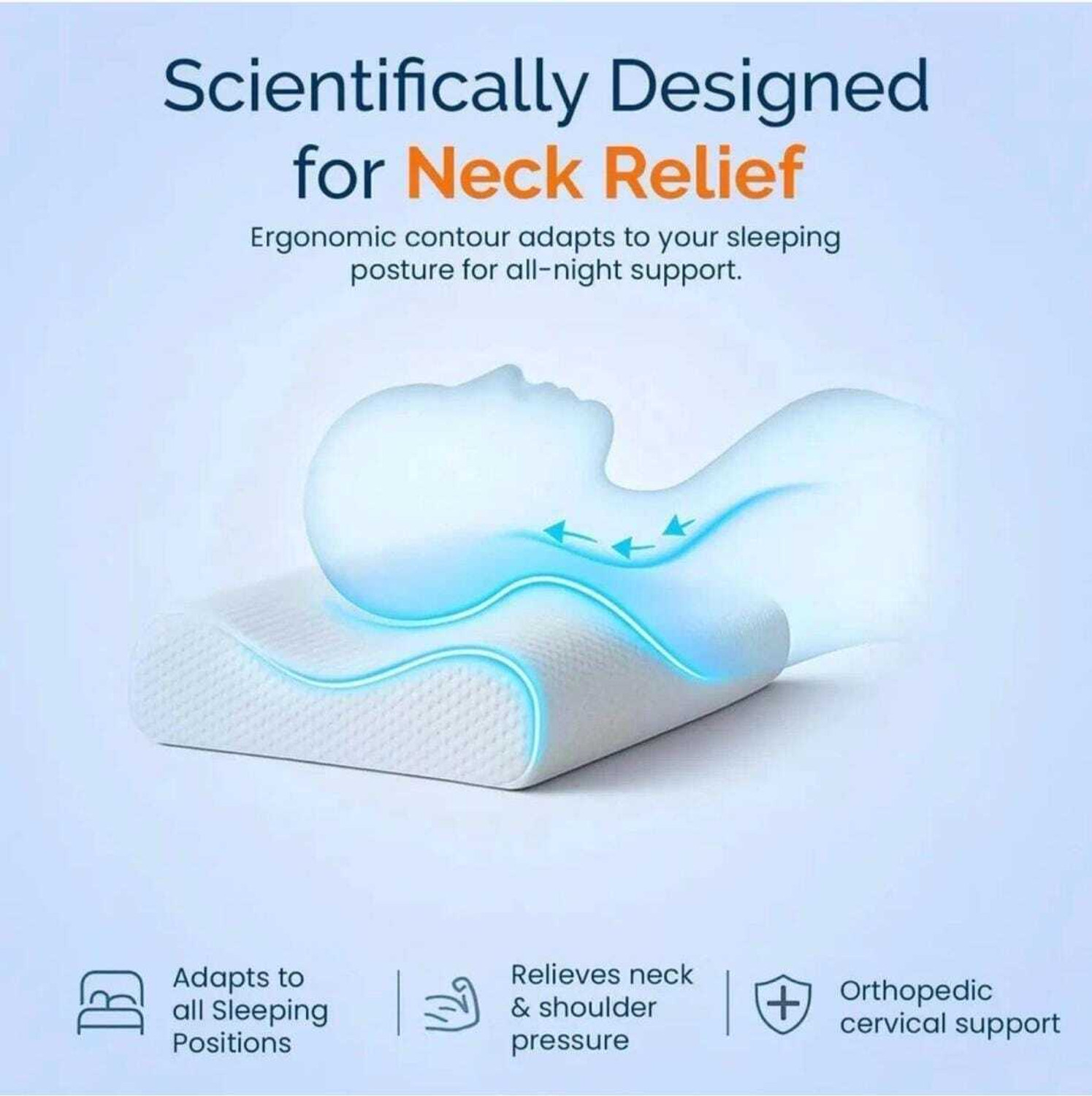Image of Kartona Cervical Foam Pillow + Anti-Snoring + Stomached + Side Sleepers Cervical Pillow