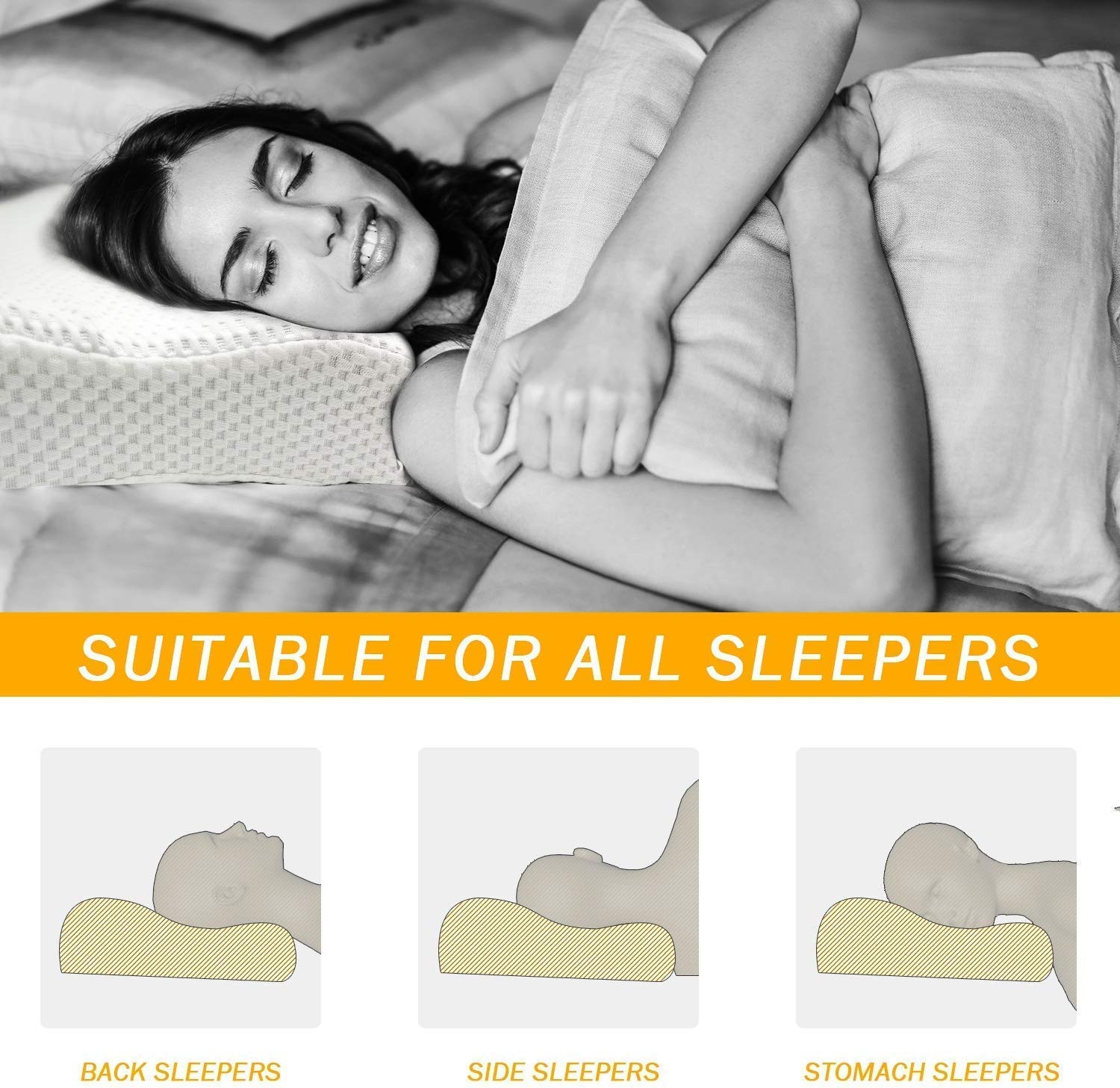 Image of PRATIK MARKETING Memory Foam Pillow Contour Cervical Orthopedic Memory Foam Pillow For Neck Neck Support