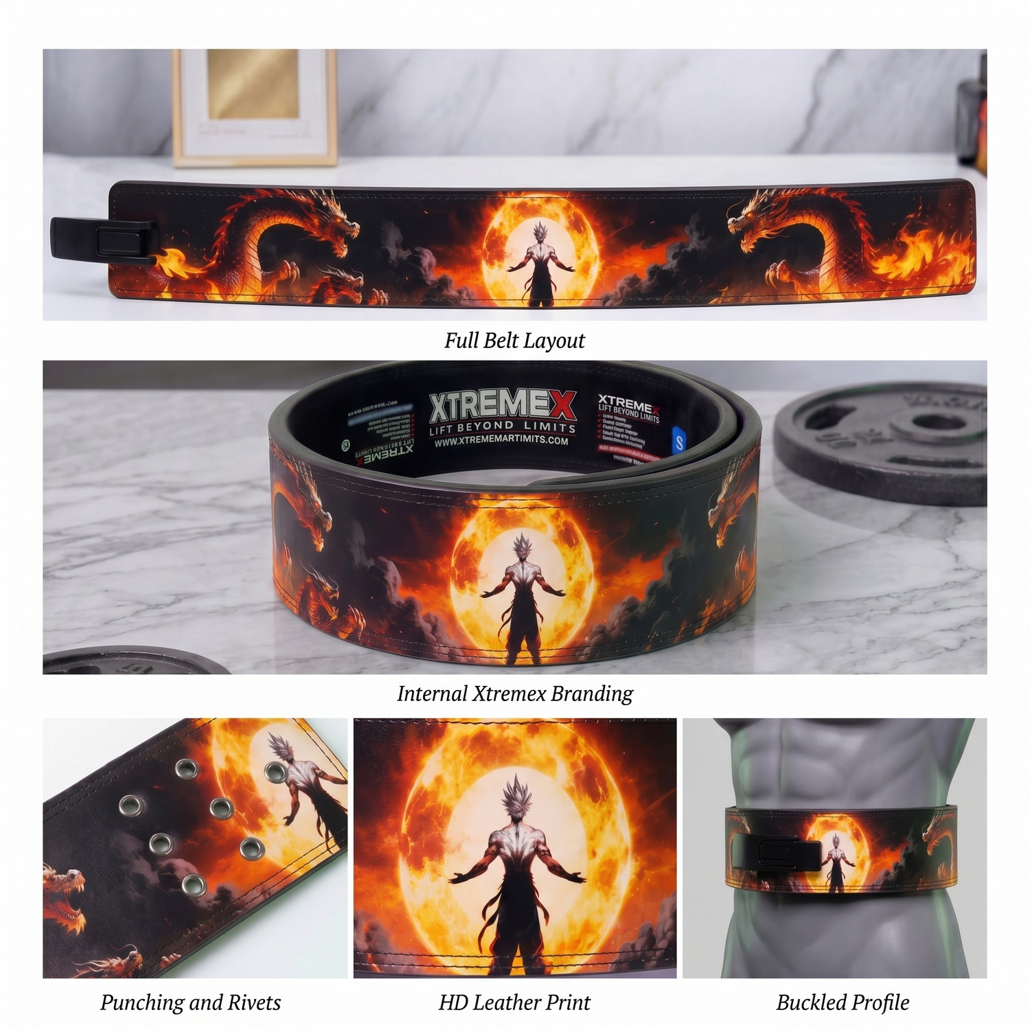 Image of XtremeX 13mm Solar Dragon Powerlifting Lever with Buckle for Men and Women (S) Weight Lifting Belt