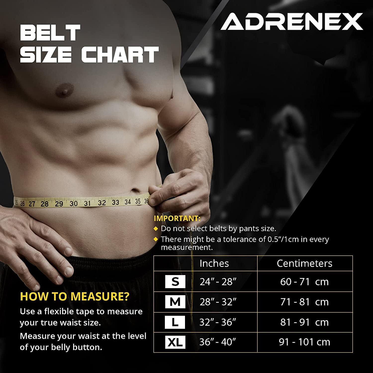Image of Adrenex Pro Weight Lifting Belt Genuine Leather 4 inch Inch Durable Comfortable Lower Weight Lifting Belt