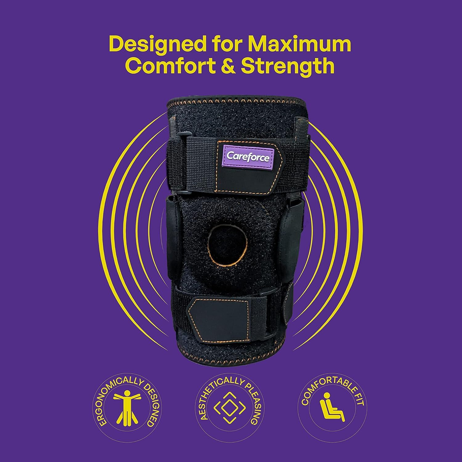 Image of Careforce - The Force Behind Your Health knee cap for men women knee support brace band sleeves wrap for knee pain relief Knee Support (Black)