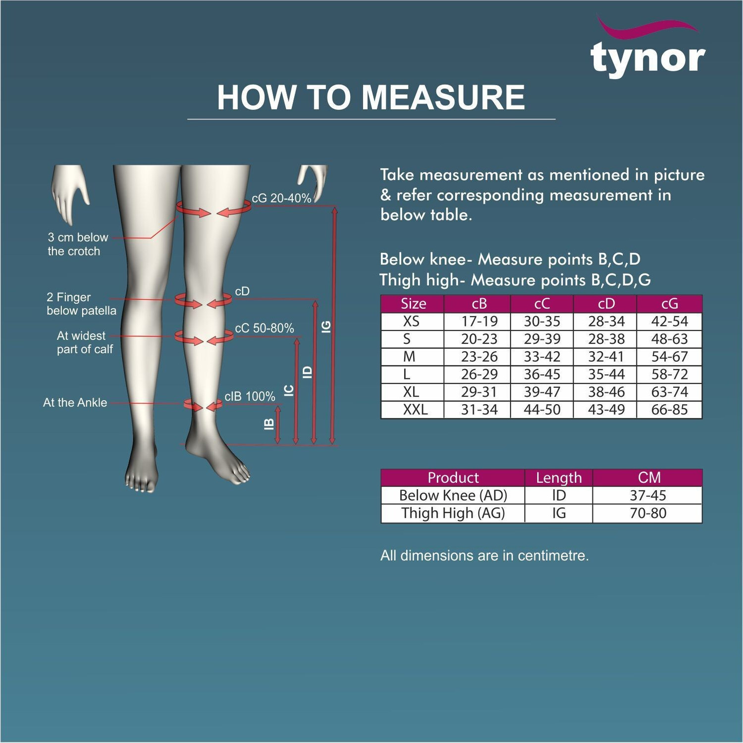 Image of TYNOR Medical Compression Stocking Knee High Class 2 (Pair), Beige, XS, Pack of 2 Knee Support
