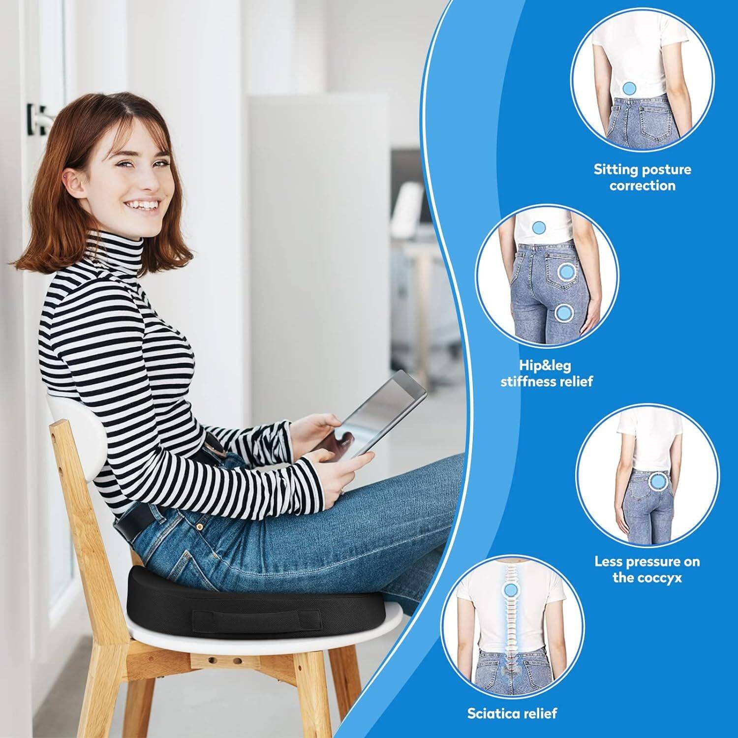 DEBIK Orthopedic Coccyx Memory Foam Seat Cushion - Image 5