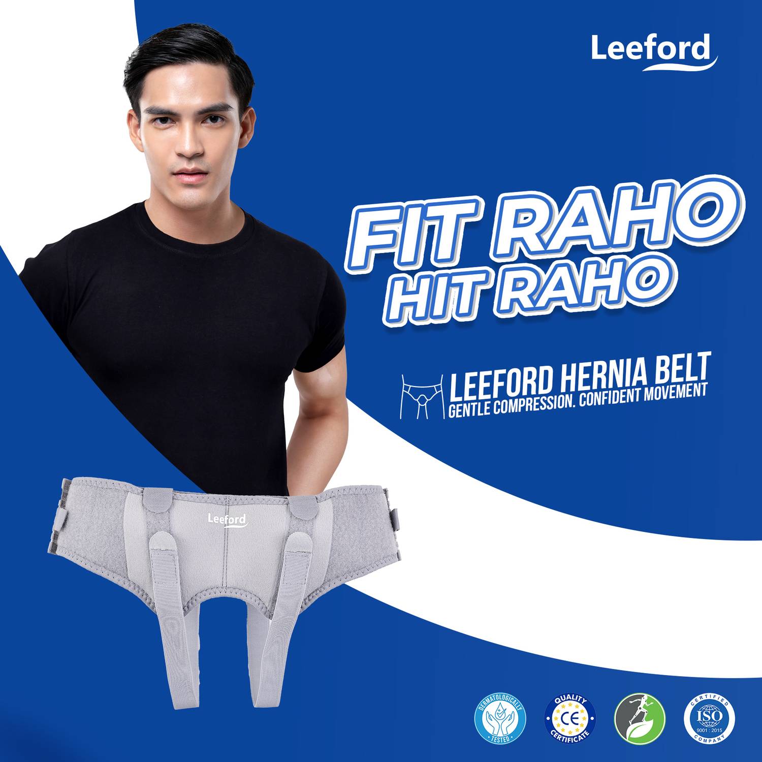 Leeford Abdominal & Groin Hernia Belt | Dual Compression Pads Back