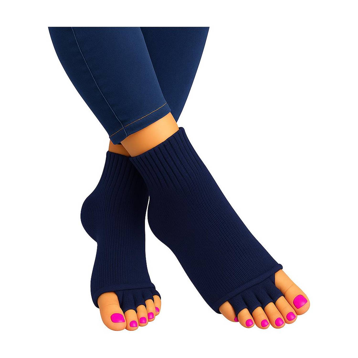 BERYX Cotton Foot Alignment Socks I Finger Toe Separator I Free Size for Men & Women Foot Support
