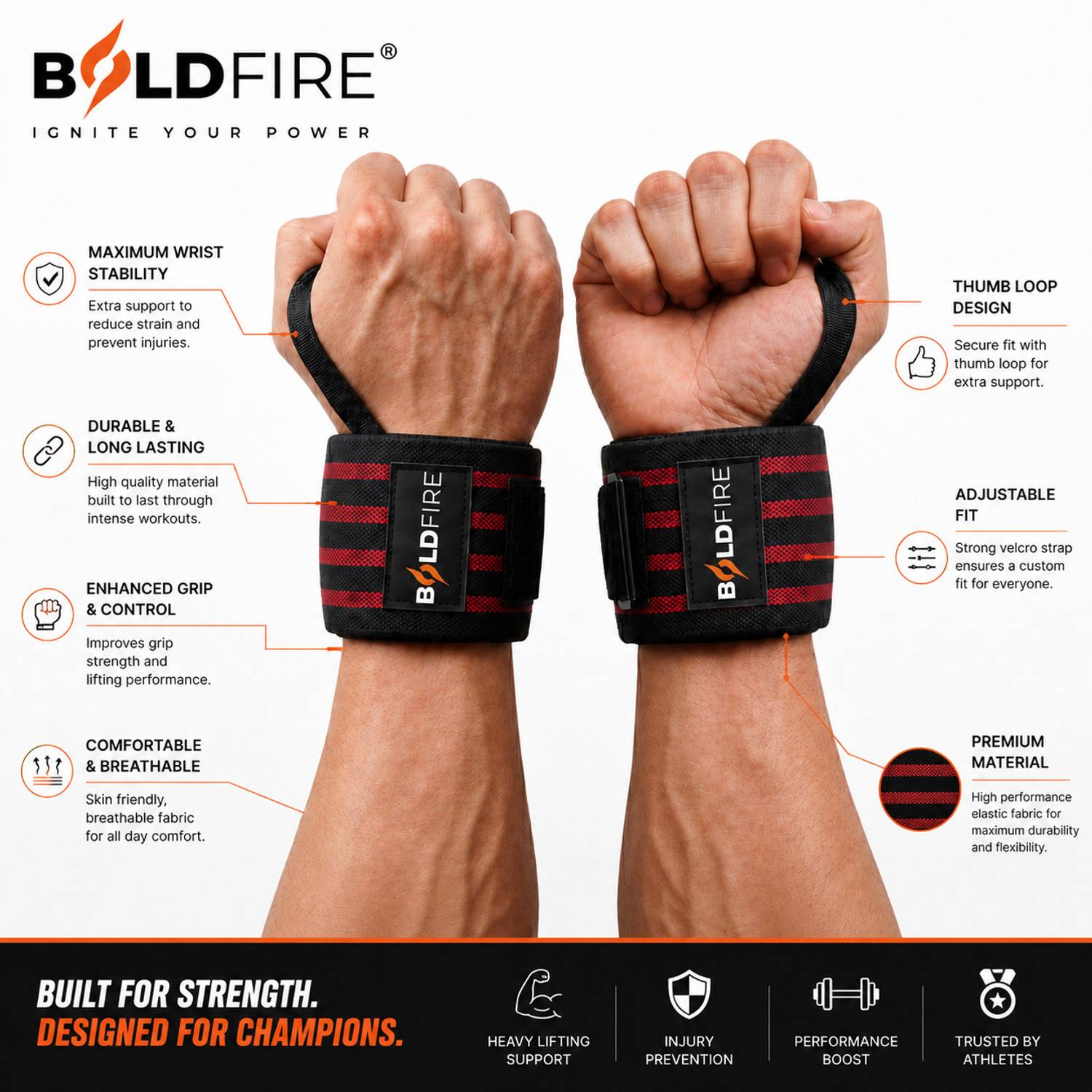 BoldFire Fitness ComboWrist Band With Gym Bag & 700ML Gym Shaker with - Image 4
