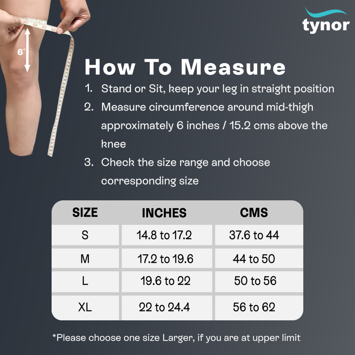 Image of TYNOR Knee Support Urbane, Grey, Medium, 1 Unit Knee Support