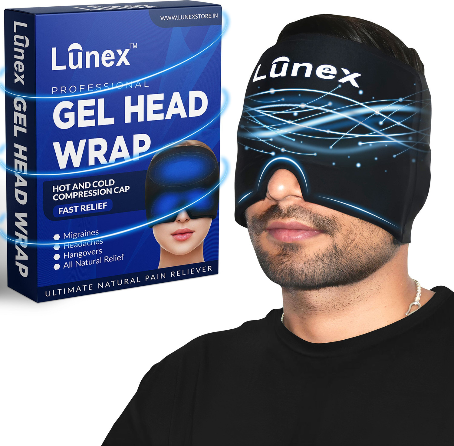 Image of Lunex Premium Migraine Relief Cap-Migraine Relief & Headache Relief cap|Head Support Head Support
