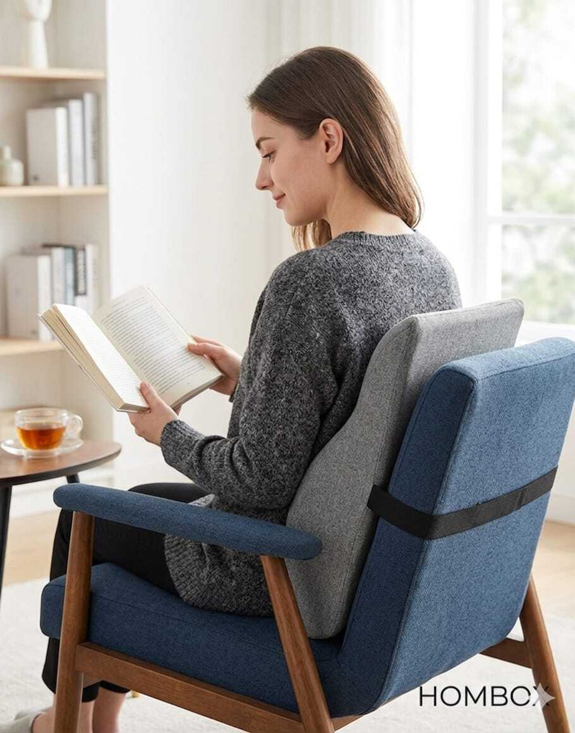 Image of HOMBOX Large Backrest for Chair & Car Seat, Orthopedic Memory Foam Lumbar Support Back / Lumbar Support