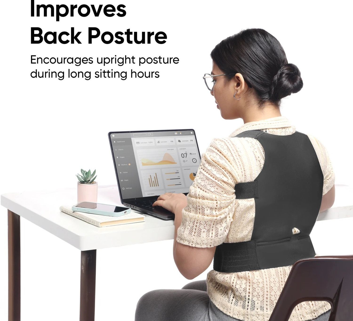 Image of life again POSTURE: Boldfit posture corrector for men and women Posture Corrector (Black)