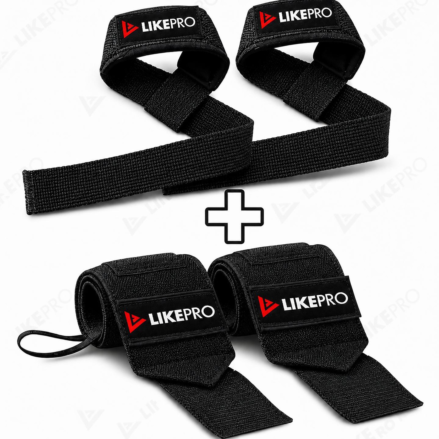 Image of LIKEPRO Premium Lifting Straps with Wrist Wrap Support Strong Grip Gym Accessories Wrist Support (Black)