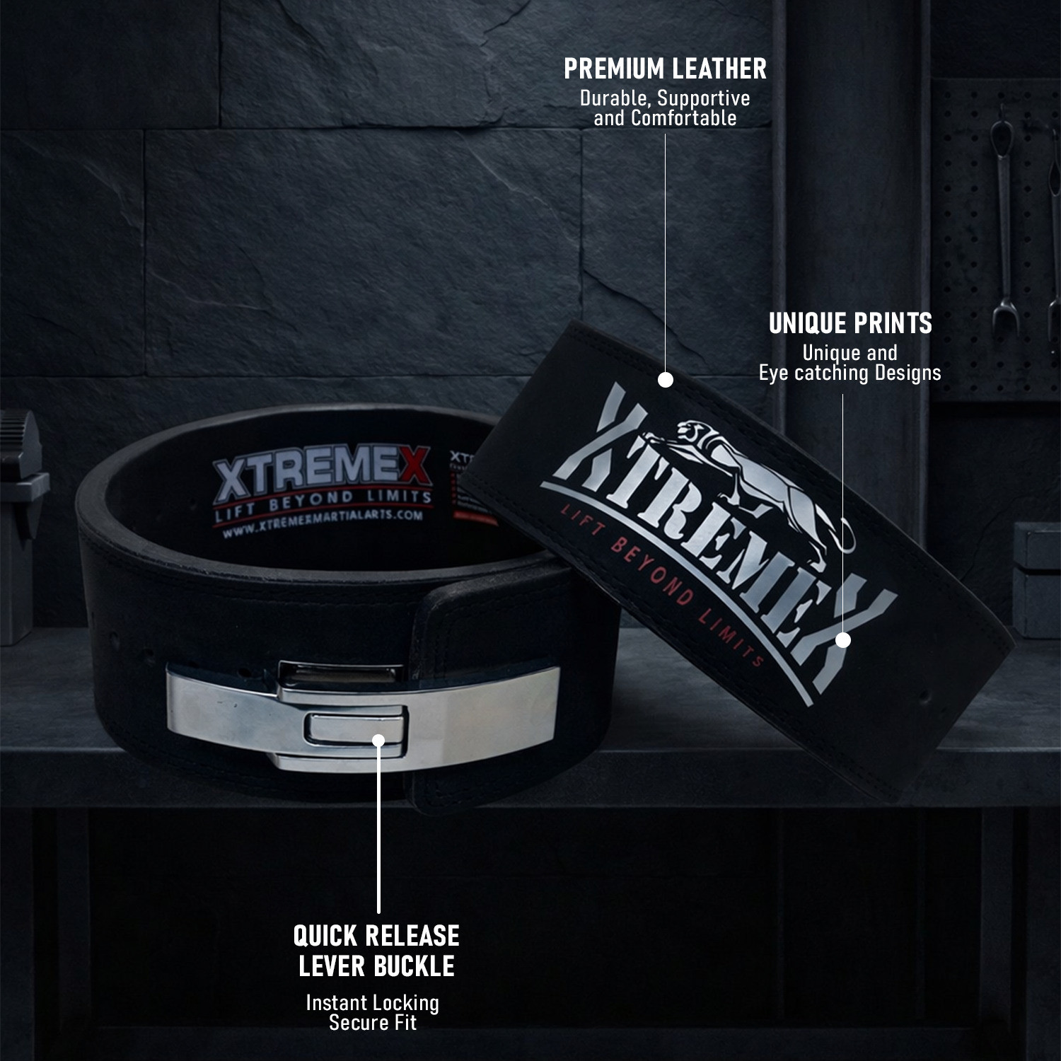 Image of XtremeX 13mm Weightlifting Lever Belt with Heavy Buckle for Men and Women (XL) Weight Lifting Belt