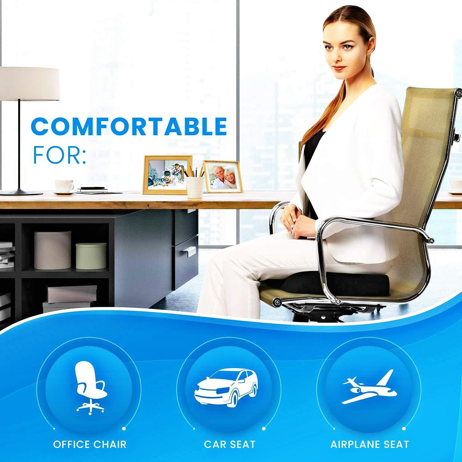 Image of HouseOfCommon House of Common Black Coccyx Cushion For Car and Chair Back / Lumbar Support