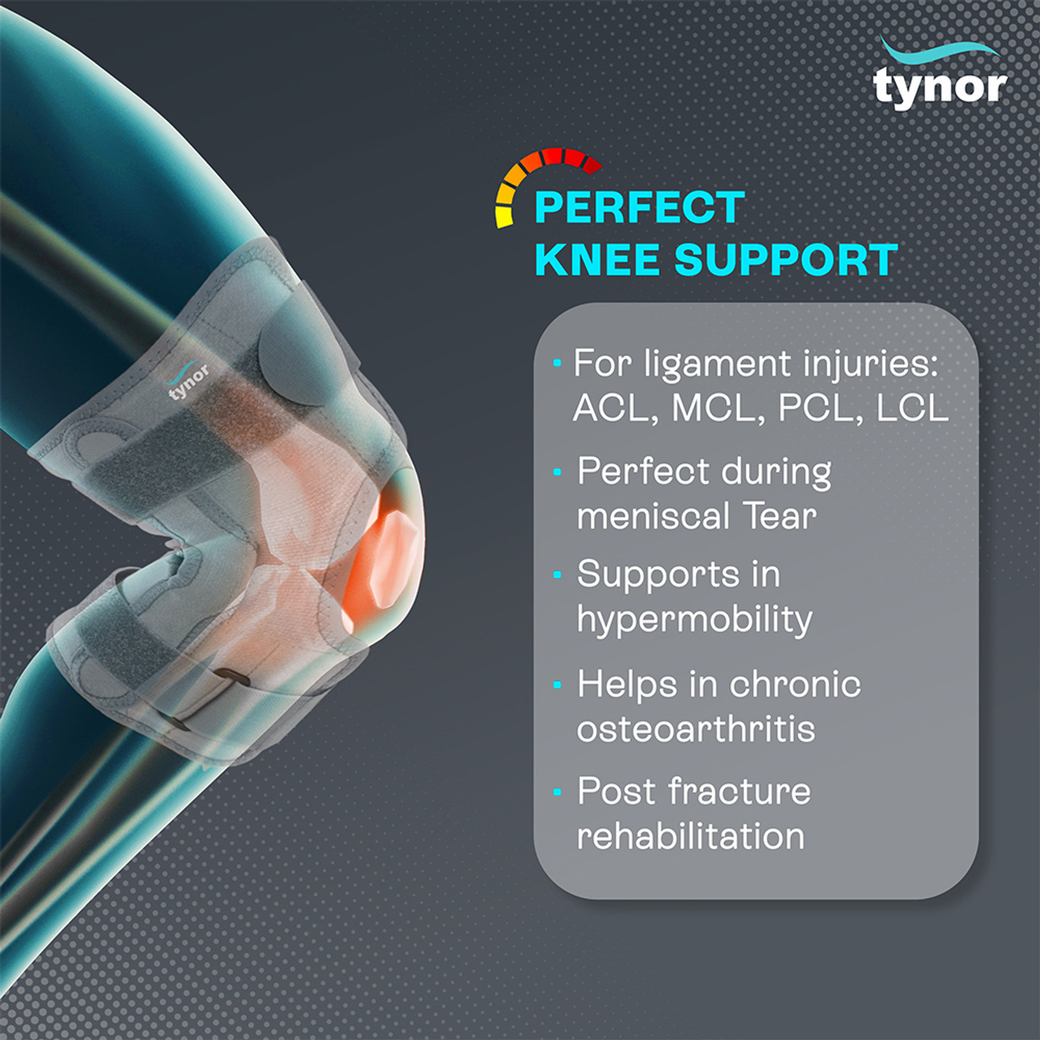 Image of TYNOR Functional Knee Support, Grey, XXL, 1 Unit Knee Support
