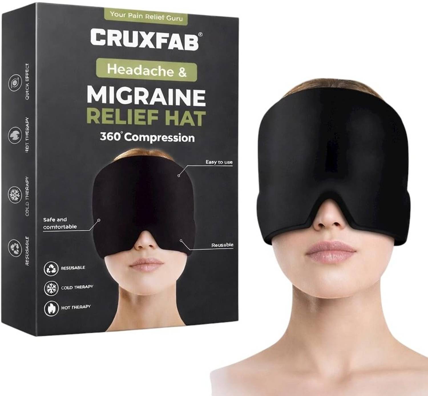 CRUXFAB migraine cap_01 Head Support Black