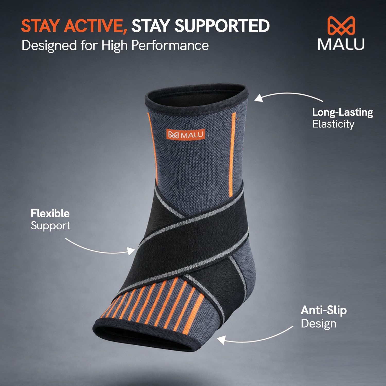 Image of Malu Healthcare Ankle Binder for Pain Relief Unisex Adjustable Ankle Brace with Elastic Strap Ankle Support