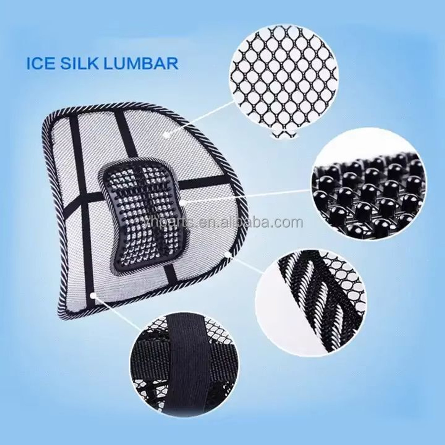 Image of Black mirror PainRelief Acupressure Back Support Cushion for Car Seat Back / Lumbar Support (Black)