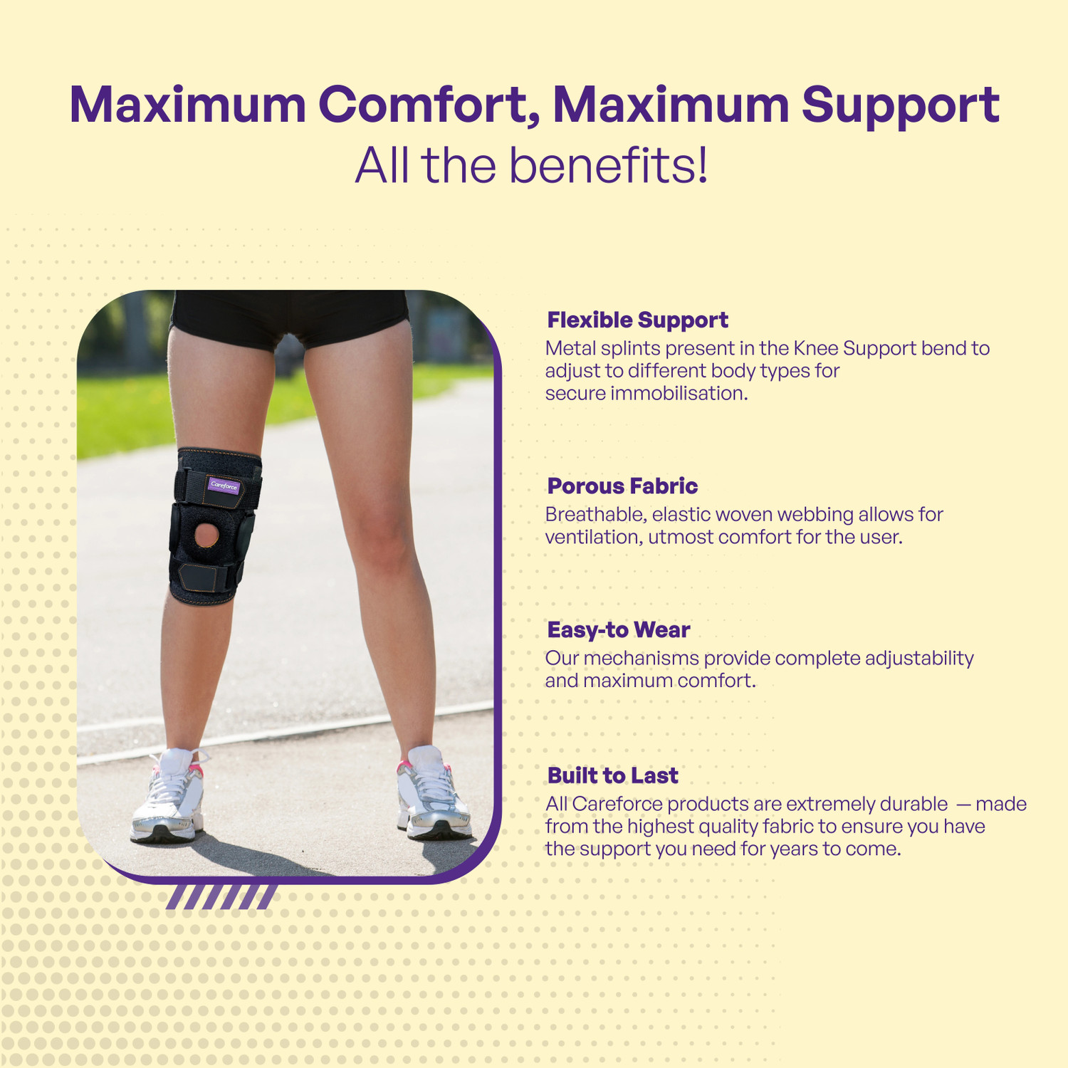 Image of Careforce - The Force Behind Your Health knee cap for men women knee support brace band sleeves wrap for knee pain relief Knee Support (Black)