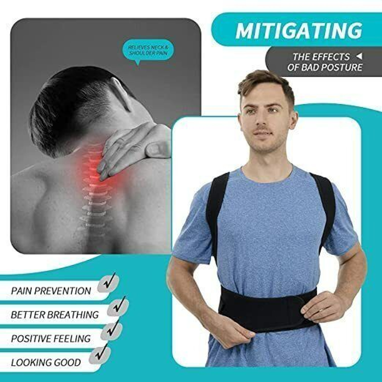 Image of ArthoZen Posture corrector belt for men and women for back pain Back Support Posture Corrector