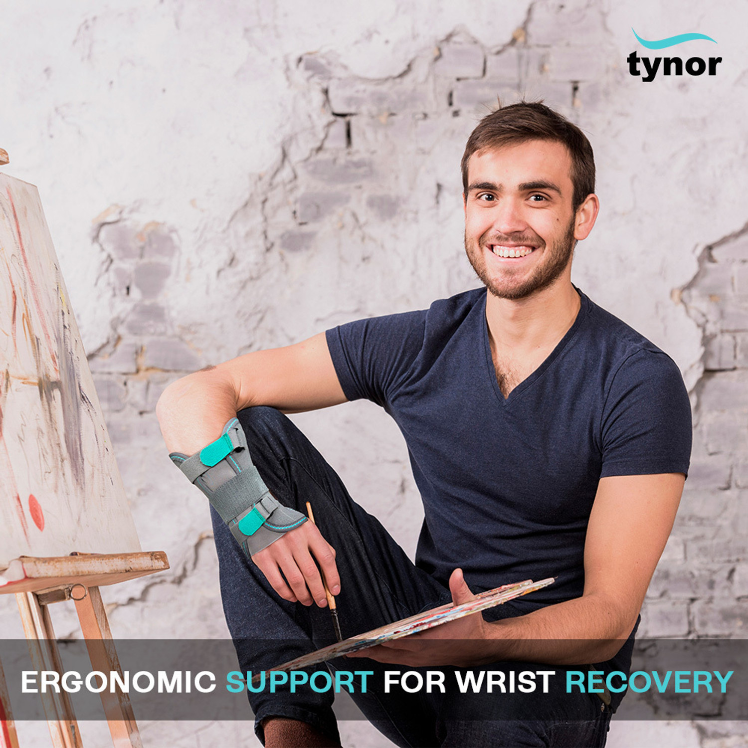 Image of TYNOR Wrist & Forearm Splint, Grey, Left, XL, 1 Unit Wrist Support
