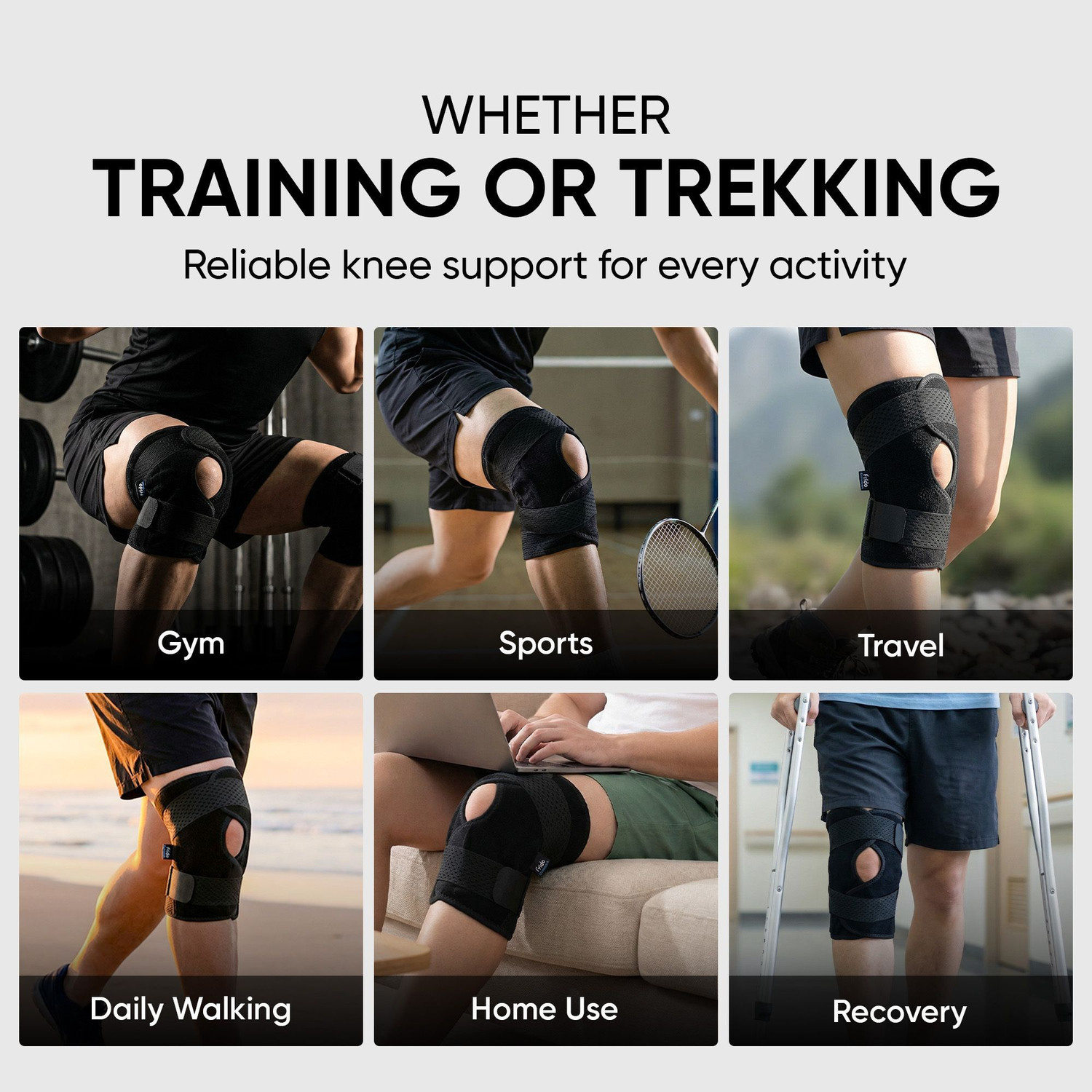 Image of Frido Orthotics Knee Support Wrap | Adjustable Knee Brace with Open Patella | 1 Unit Knee Support