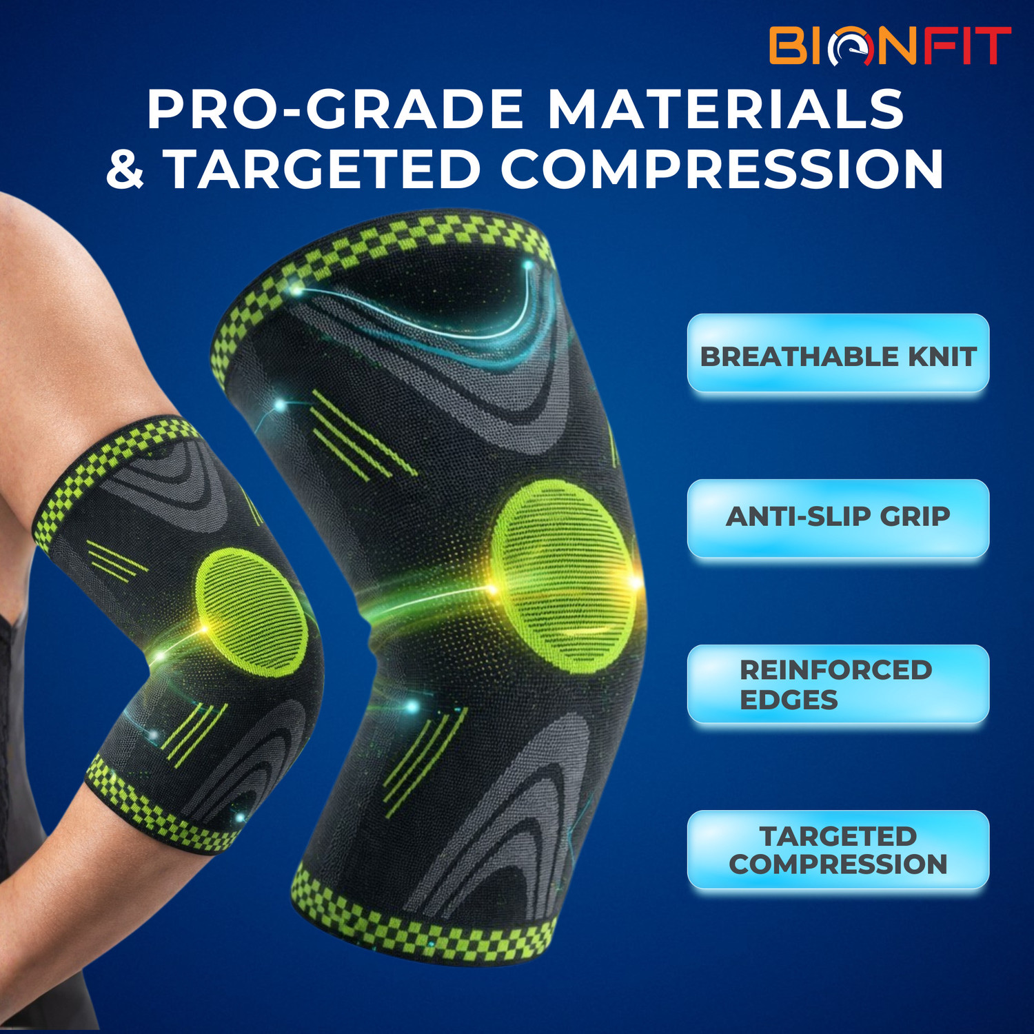Image of BIONFIT Elbow Support Sleeve for Men & Woman Pain Relief, Tennis Elbow, Gym & Sports Elbow Support