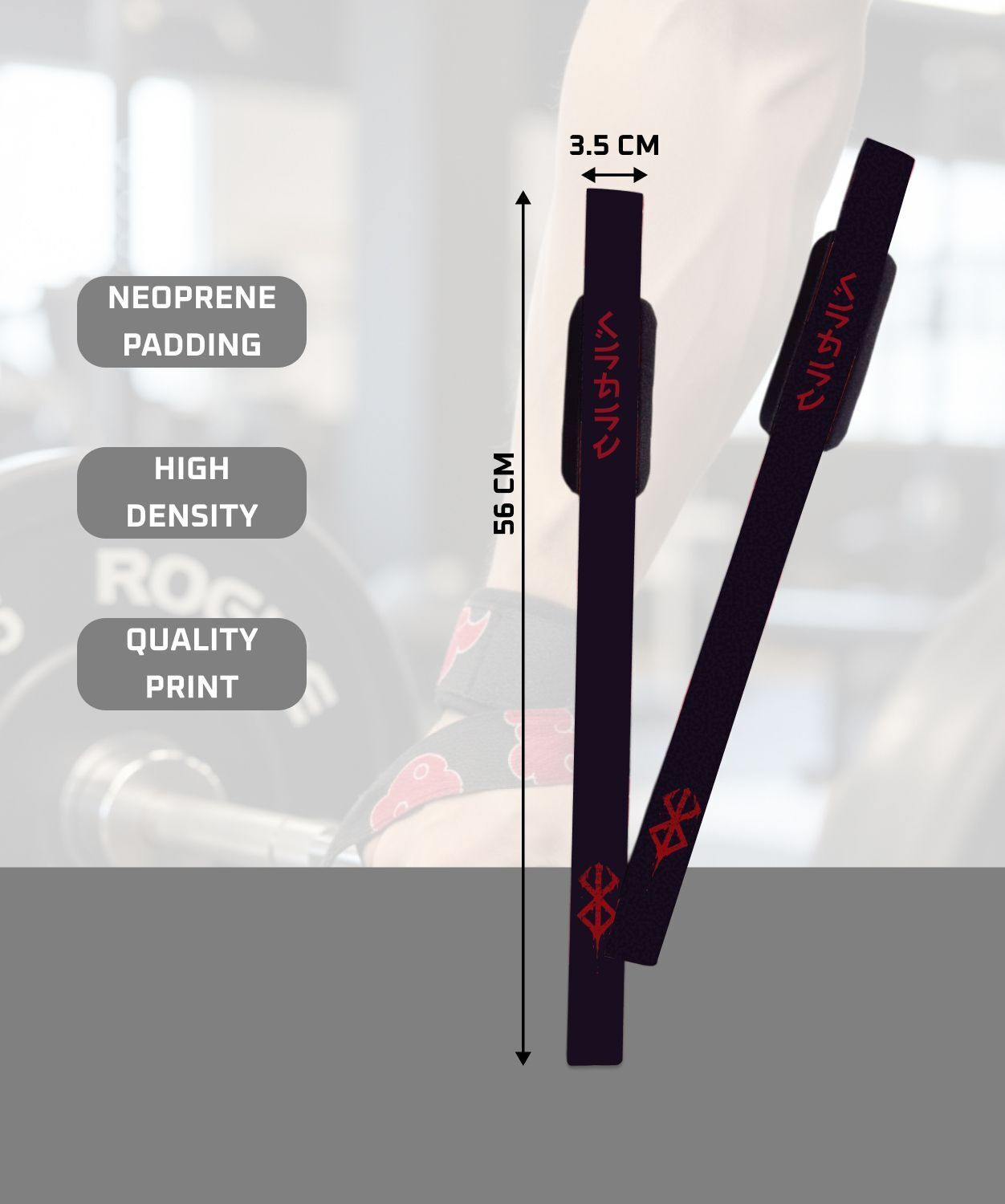 Image of Zoku Anime-Inspired Dark Warrior Lifting Straps Wrist Support
