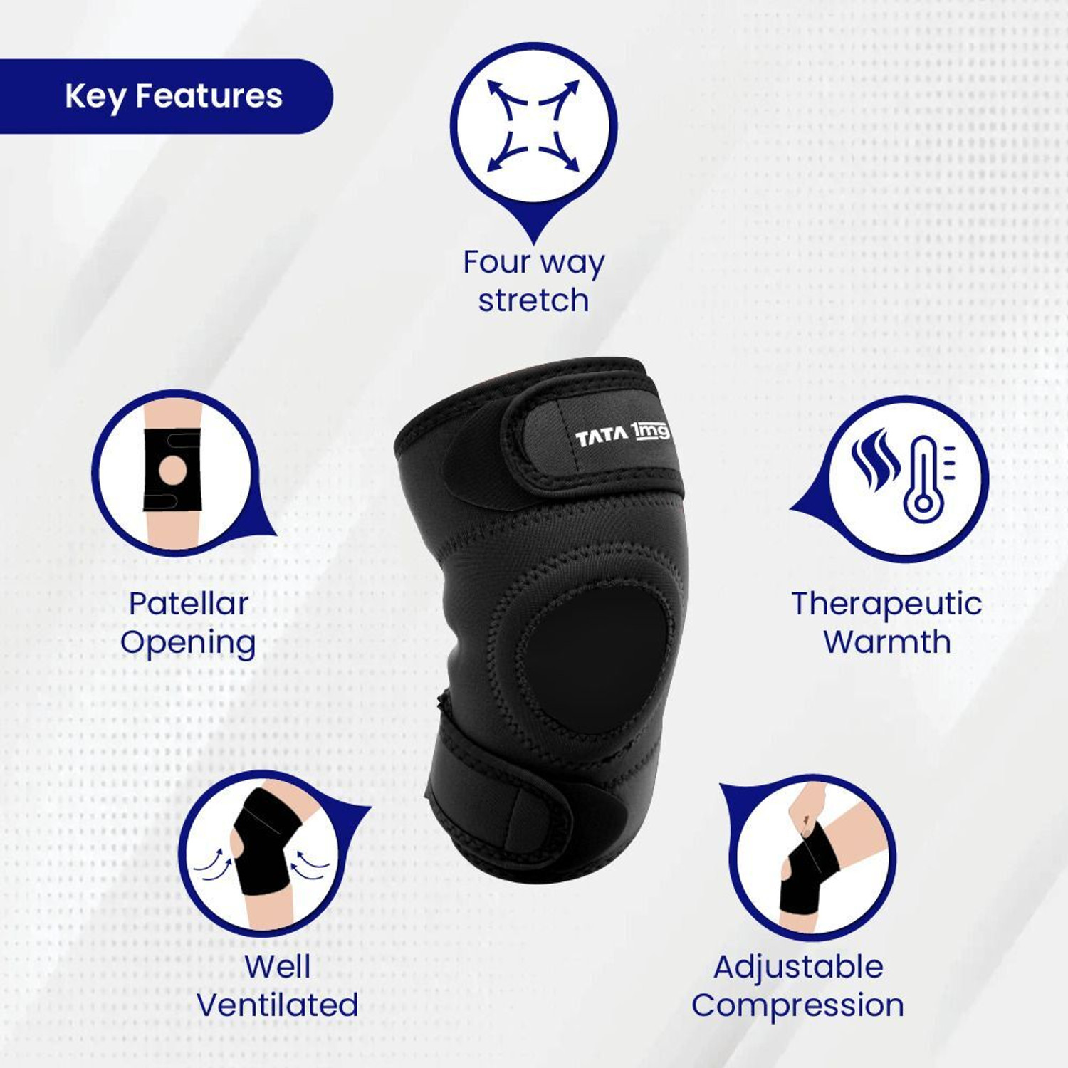 Image of TATA 1mg Knee Support Sportif (Neoprene)-XL Knee Support