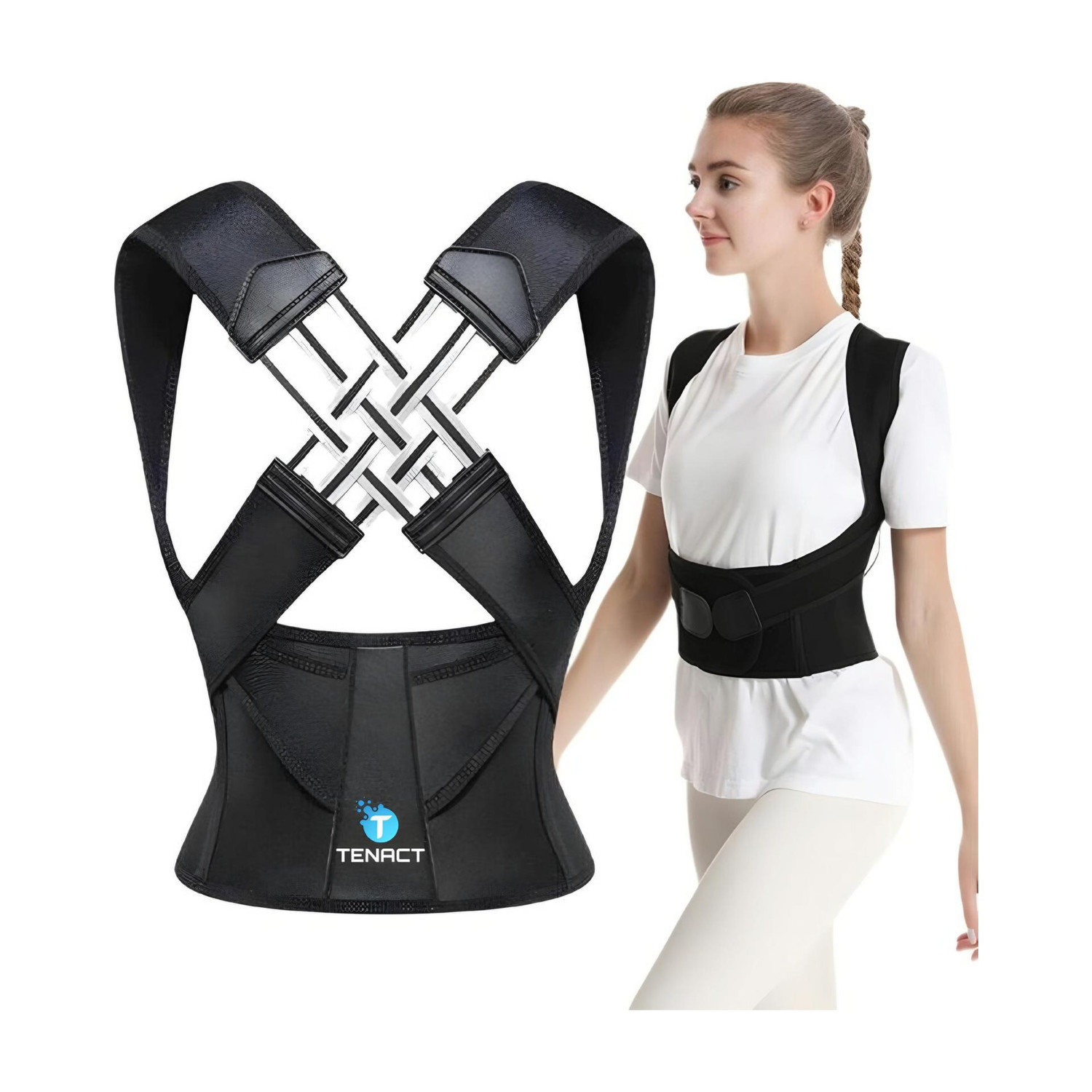 Image of TENACT Adjustable Posture Corrector Belt and Back Pain Belt for Men & Women Posture Corrector